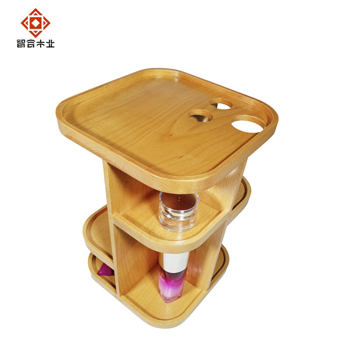 櫸木實(shí)木化妝品旋轉(zhuǎn)展架